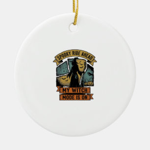 Witch Halloween Shirt Funny Vintage Witch Design_1 Ceramic Tree Decoration
