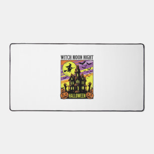 Witch Halloween Shirt Vintage Haunted House Night_ Desk Mat