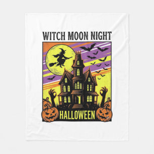 Witch Halloween Shirt Vintage Haunted House Night_ Fleece Blanket
