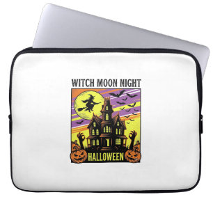 Witch Halloween Shirt Vintage Haunted House Night_ Laptop Sleeve