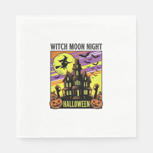 Witch Halloween Shirt Vintage Haunted House Night_ Napkin