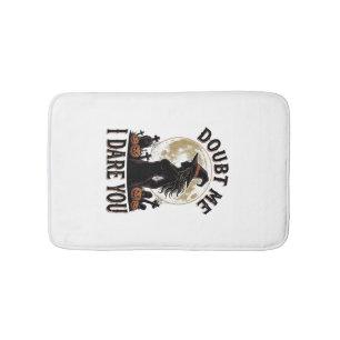 Witch Halloween Shirt with Vintage Moon Graveyard Bath Mat