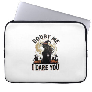 Witch Halloween Shirt with Vintage Moon Graveyard Laptop Sleeve