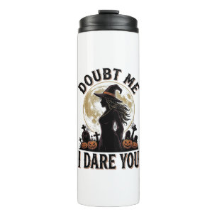 Witch Halloween Shirt with Vintage Moon Graveyard  Thermal Tumbler