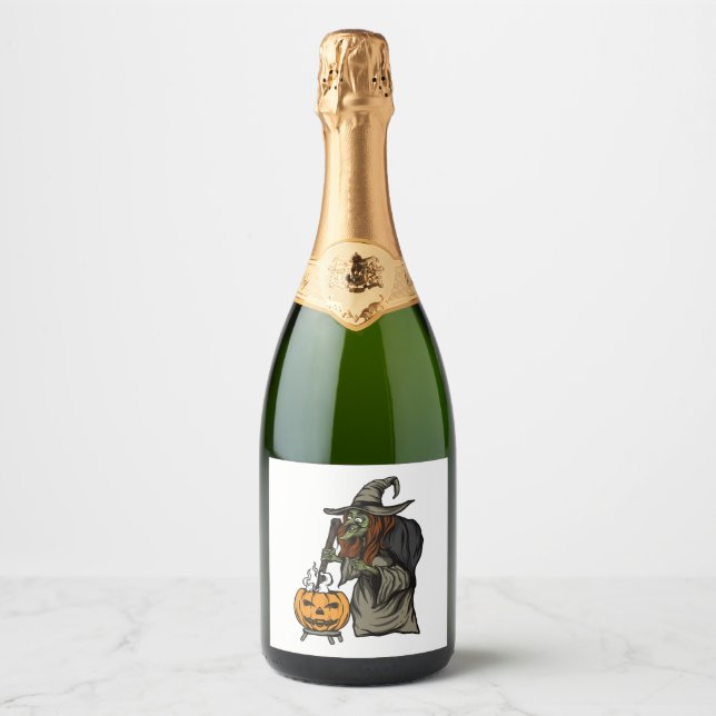 Witch Halloween           Sparkling Wine Label (Front)