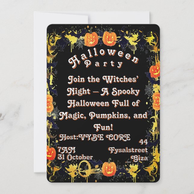 Witch Halloween Spooky Cute Invitation (Front)