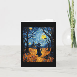 Witch Halloween Starry Night Van Gogh Costume Art Card