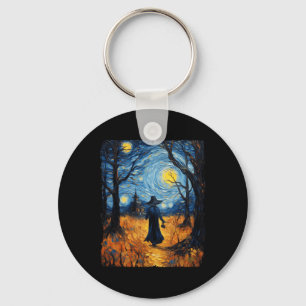Witch Halloween Starry Night Van Gogh Costume Art Key Ring
