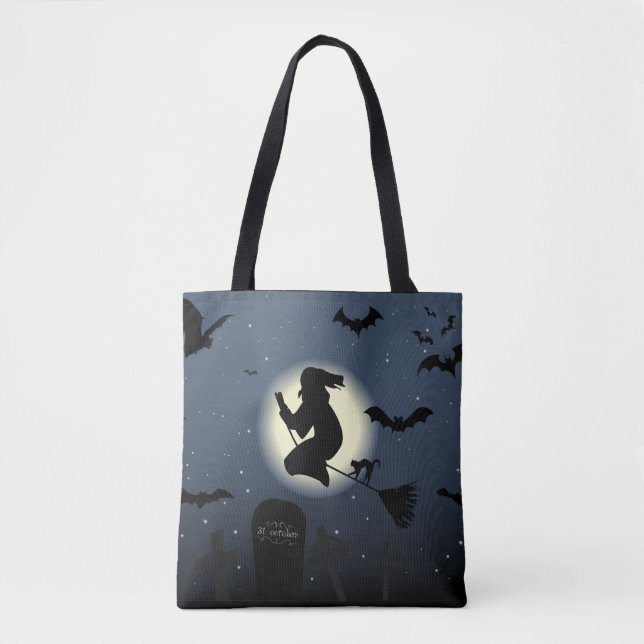 Witch & Halloween Tote Bag (Front)