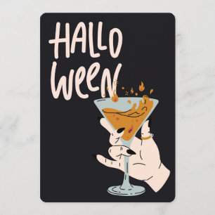 Witch Hand Holding Flaming Potion Halloween Holiday Card