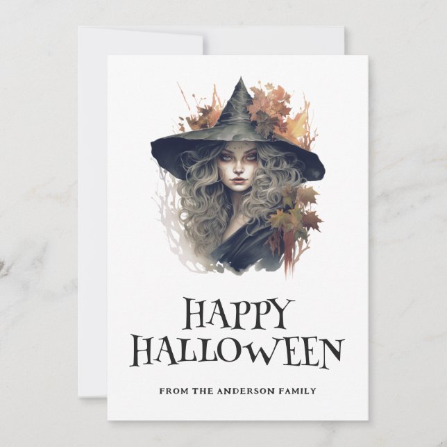 Witch Happy Halloween Holiday Card (Front)