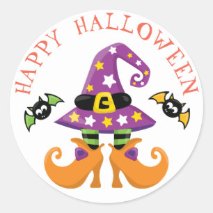Witch Hat and Feet Halloween Classic Round Sticker