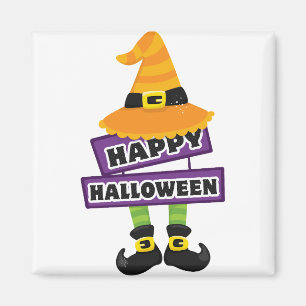 Witch Hat and Feet Halloween Magnet
