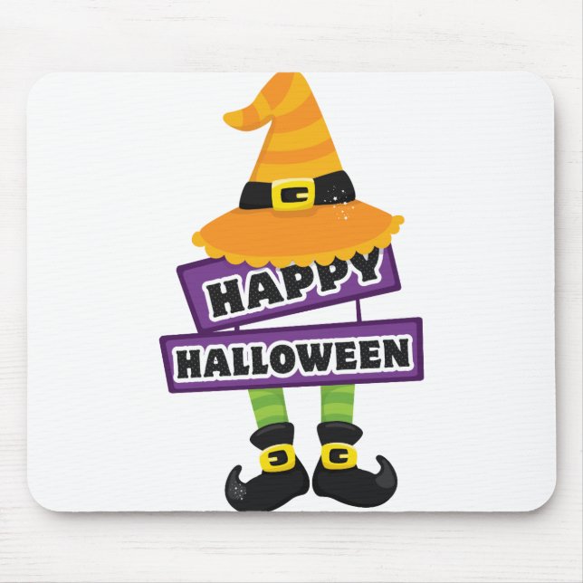 Witch Hat and Feet Halloween Mouse Mat (Front)