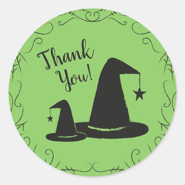 Witch Hat Baby Shower Halloween Classic Round Sticker (Front)