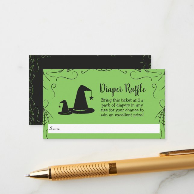 Witch Hat Baby Shower Halloween Enclosure Card (Front/Back In Situ)