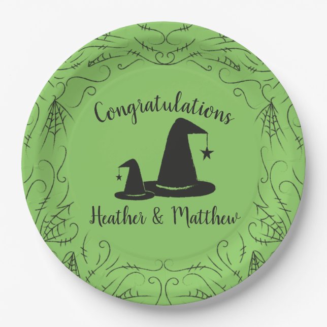 Witch Hat Baby Shower Halloween Paper Plate (Front)