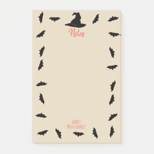 Witch Hat & Bats   Personalised Post-it Notes