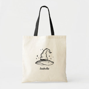 Witch Hat Black and White Personalised Halloween Tote Bag