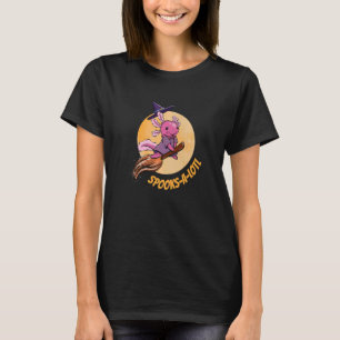 Witch Hat Broom Axolotl Spooks A Lotl Halloween Co T-Shirt