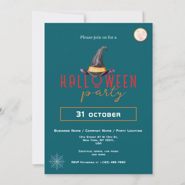 Witch Hat Business Halloween Party Office Event Invitation (Front)