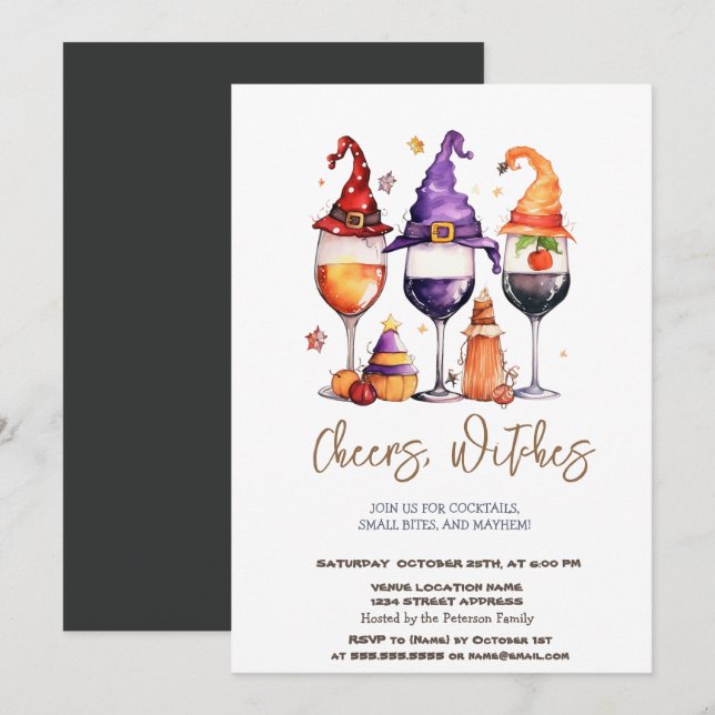 Witch Hat Cocktails Halloween Party Invitation (Front/Back)