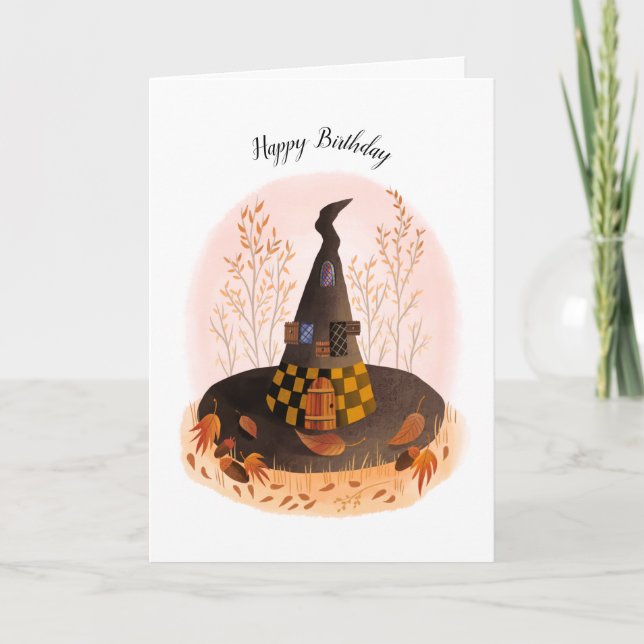 Witch Hat Cottage Birthday Card (Front)