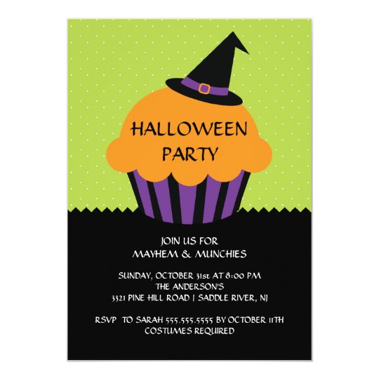 Witch Hat Cupcake Halloween Party Invitation