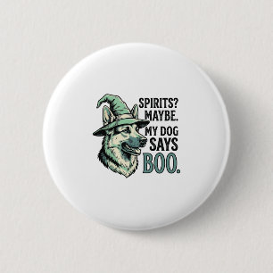 Witch Hat Dog Vintage Engraving Halloween Humour D 6 Cm Round Badge
