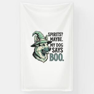Witch Hat Dog Vintage Engraving Halloween Humour D Banner