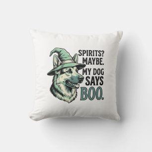 Witch Hat Dog Vintage Engraving Halloween Humour D Cushion