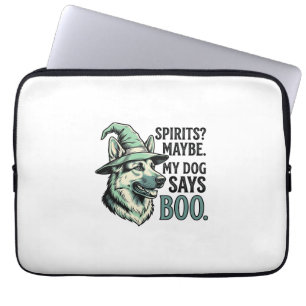 Witch Hat Dog Vintage Engraving Halloween Humour D Laptop Sleeve