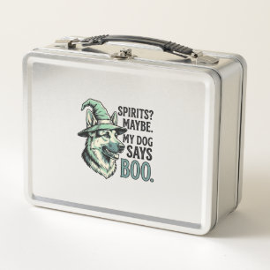 Witch Hat Dog Vintage Engraving Halloween Humour D Metal Lunch Box