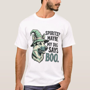 Witch Hat Dog Vintage Engraving Halloween Humour D T-Shirt