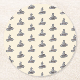  Witch Hat Doodle Halloween Pattern   Round Paper Coaster
