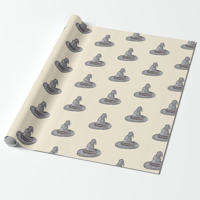  Witch Hat Doodle Halloween Pattern   Wrapping Paper (Unrolled)