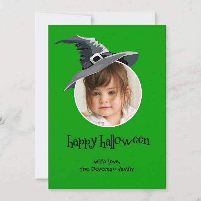 Witch Hat Halloween Photo Card (Front)