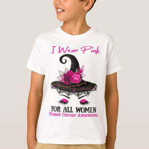 Witch Hat I Wear Pink For All Women Breast Cancer T-Shirt