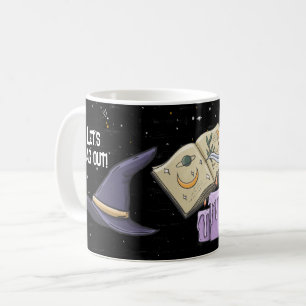 Witch hat, magic book and pentagram coffee mug