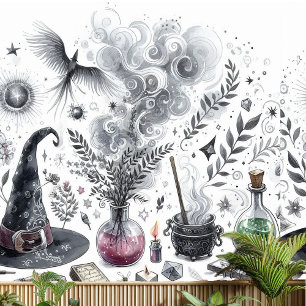  Witch Hat Magic Potion Brew Cauldron Herbs Recipe Wallpaper