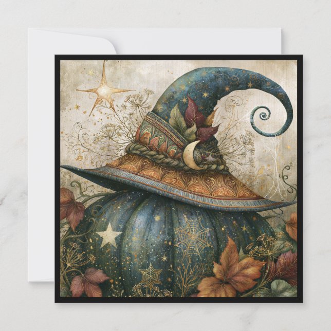 Witch Hat on Pumpkin Halloween Party Invitation (Front)