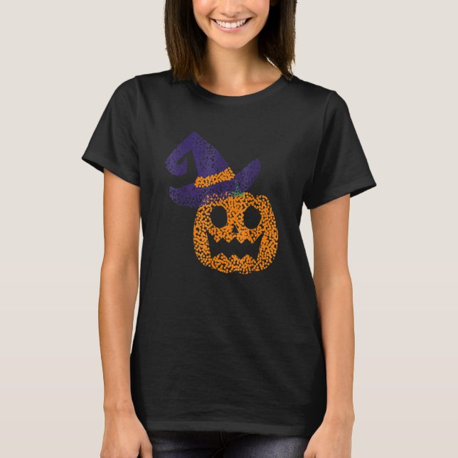 Witch Hat Pumpkin Cool Polka Dot International Dot T-Shirt (Front)