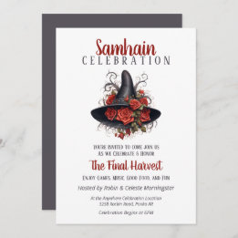 Witch Hat Samhain Harvest Halloween Party Invitation