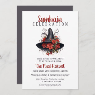 Witch Hat Samhain Harvest Halloween Party Invitation