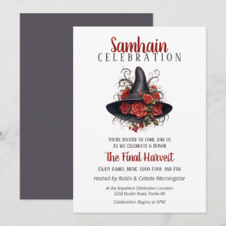 Witch Hat Samhain Harvest Halloween Party Invitation