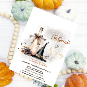 Witch Hat Wine Flower Halloween Party Invitation
