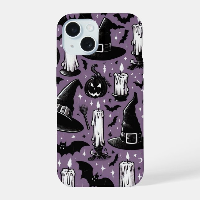 Witch Hats & Bats iPhone 15 Case (Back)