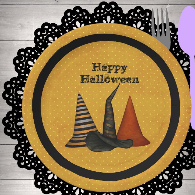 Witch Hats Halloween Party  Paper Plate (Creator Uploaded)