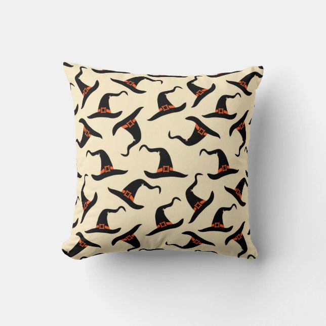 Witch hats, Halloween seamless pattern. Cushion (Front)