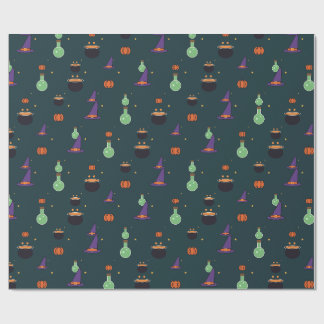 Witch Hats Potions and Cauldrons Pattern Wrapping Paper
